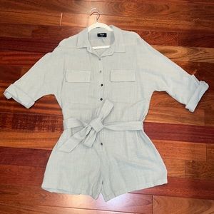 Olive green button up romper